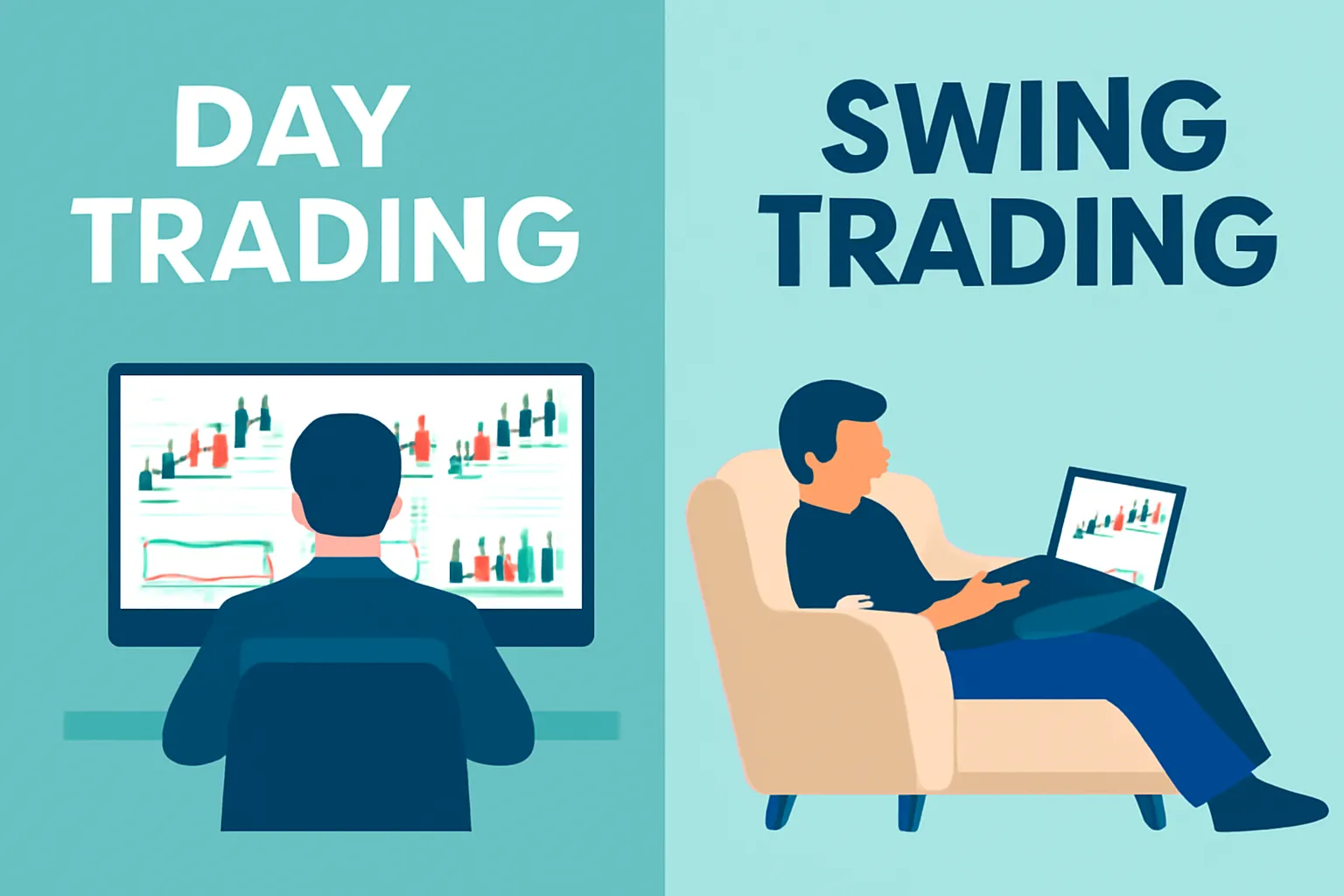 Read more about the article Day Trading vs Swing Trading: The Pros & Cons of Each