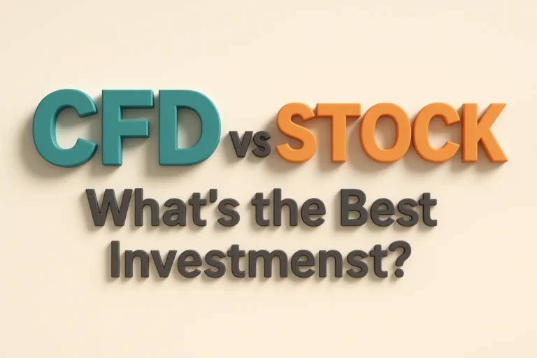 3D graphic title image “CFD vs Stock: What’s the Best Investment?” in bold teal and orange lettering.