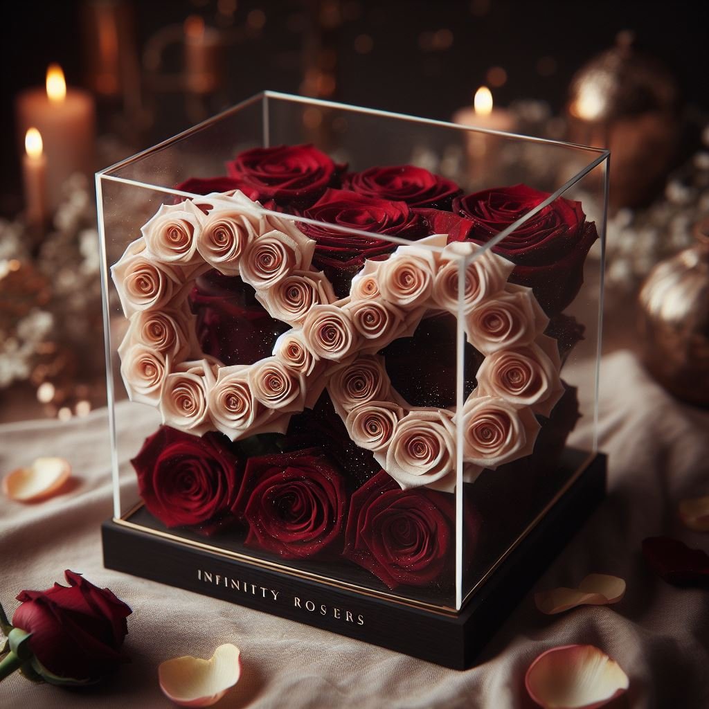 Infinity Roses in Glass Box Forever Eternity Flowers