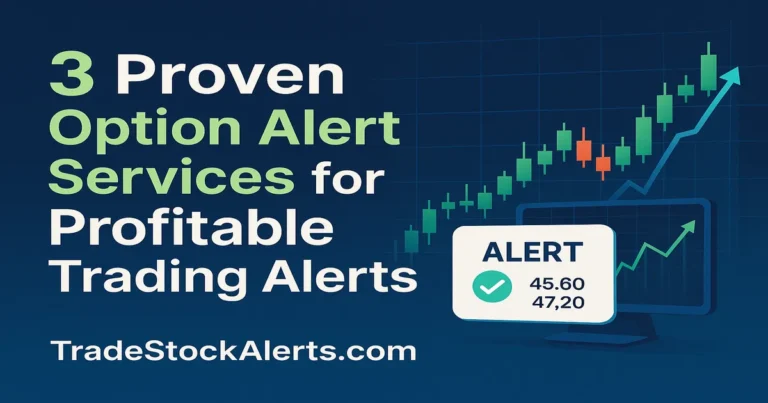 "Banner graphic for '3 Proven Option Alert Services for Profitable Trading Alerts' with icons for penny, day, and swing trades."