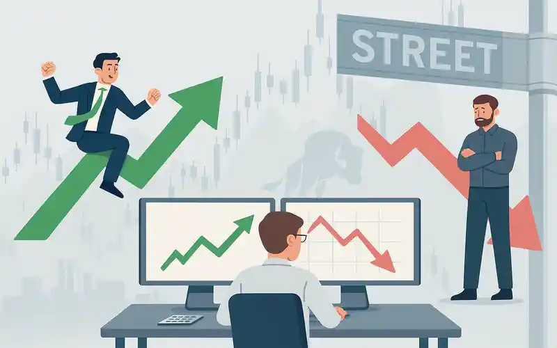 Bulls vs Bears Wall Street Overview Illustration