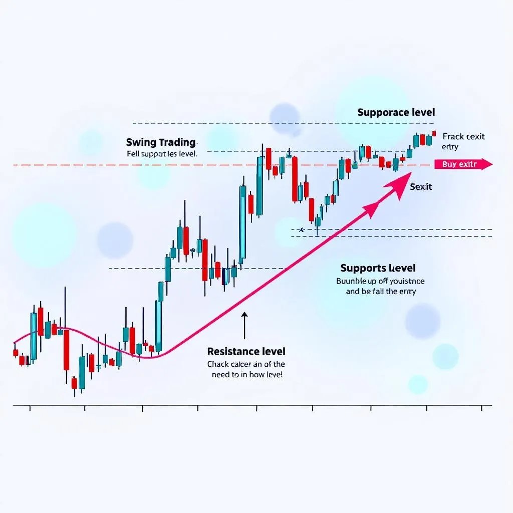 Sketch of swing trading entry at support and exit at resistance levels.