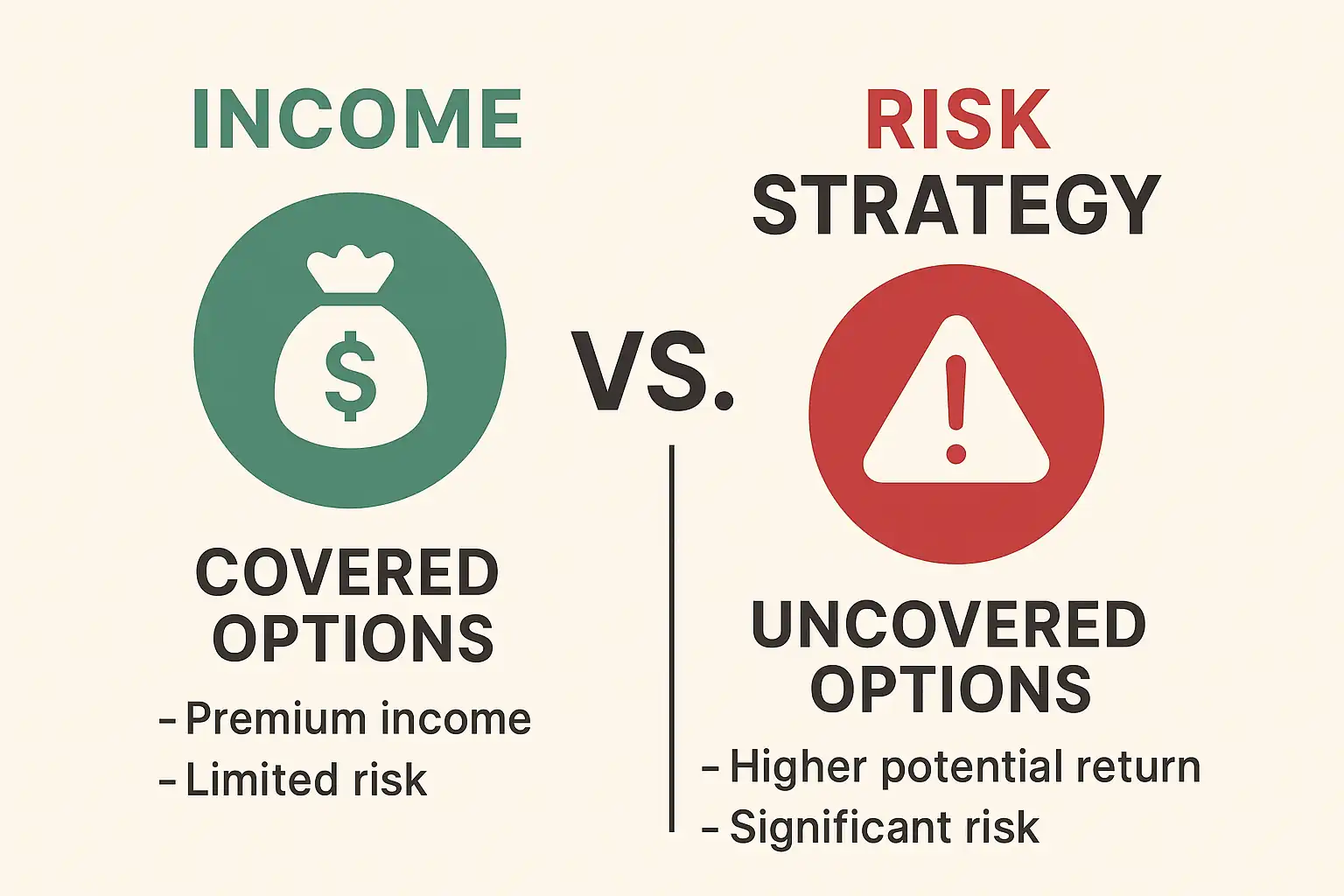 Income vs. Risk Strategy – Options trading balance illustration