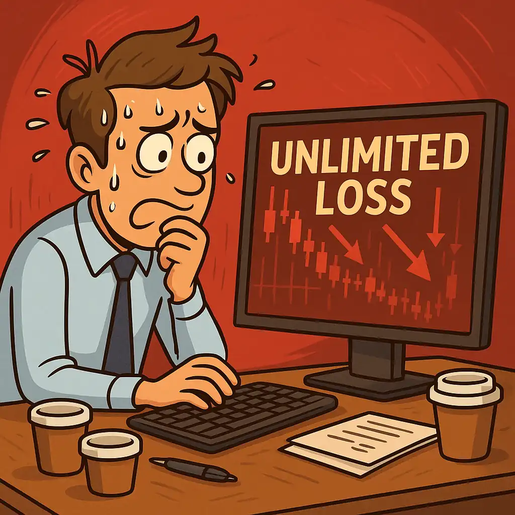 Uncovered options risk visual - trader losing money