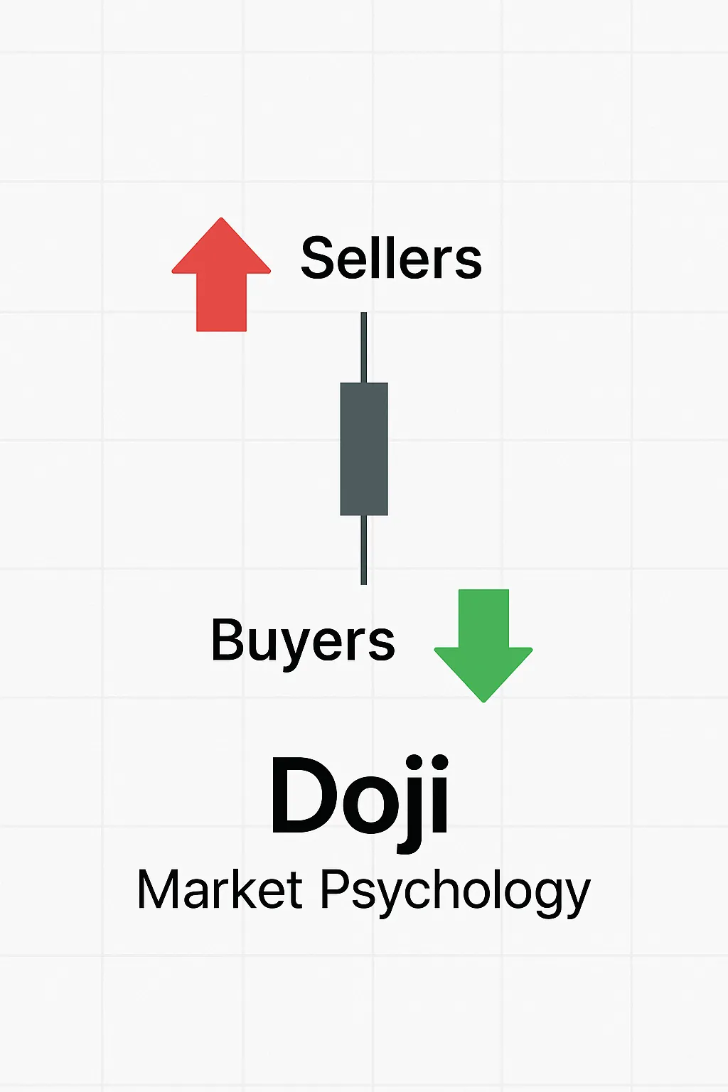 Visualization of market sentiment tug-of-war during a Doji candlestick