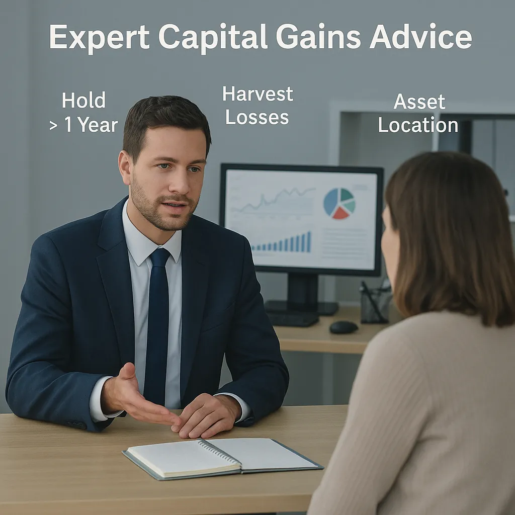 Expert Capital Gains Advice — planner discussing strategies with investor