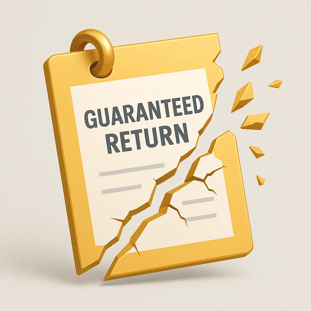 Visual warning of guaranteed investment scheme scams
