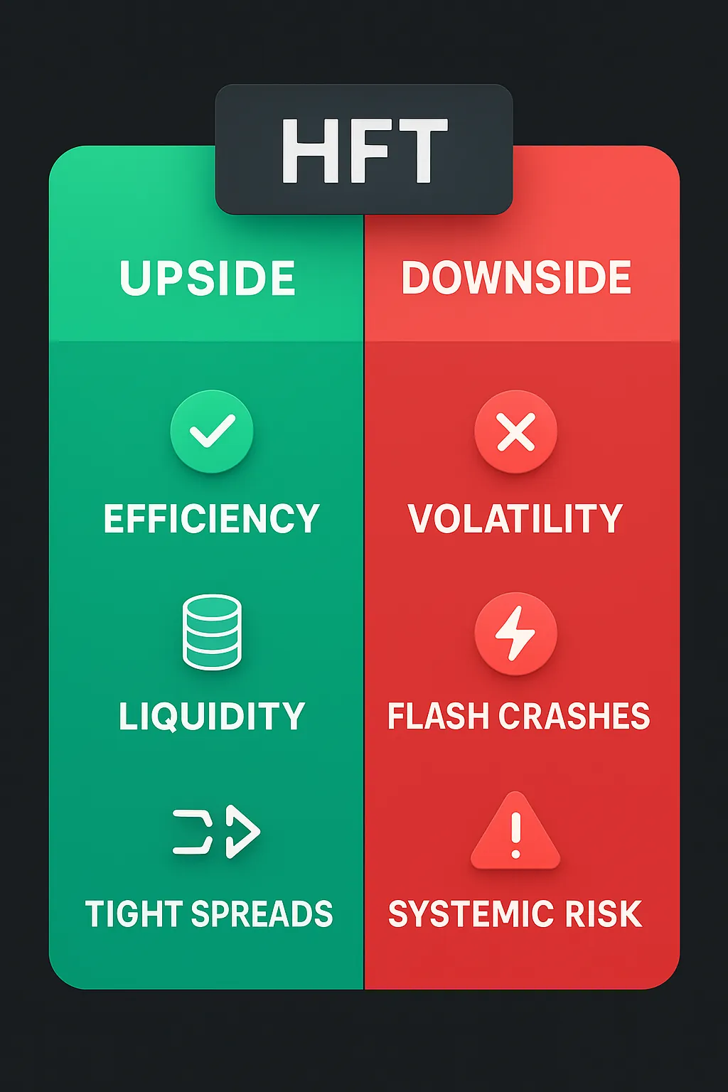 3D graphic split into pros and cons of high-frequency trading