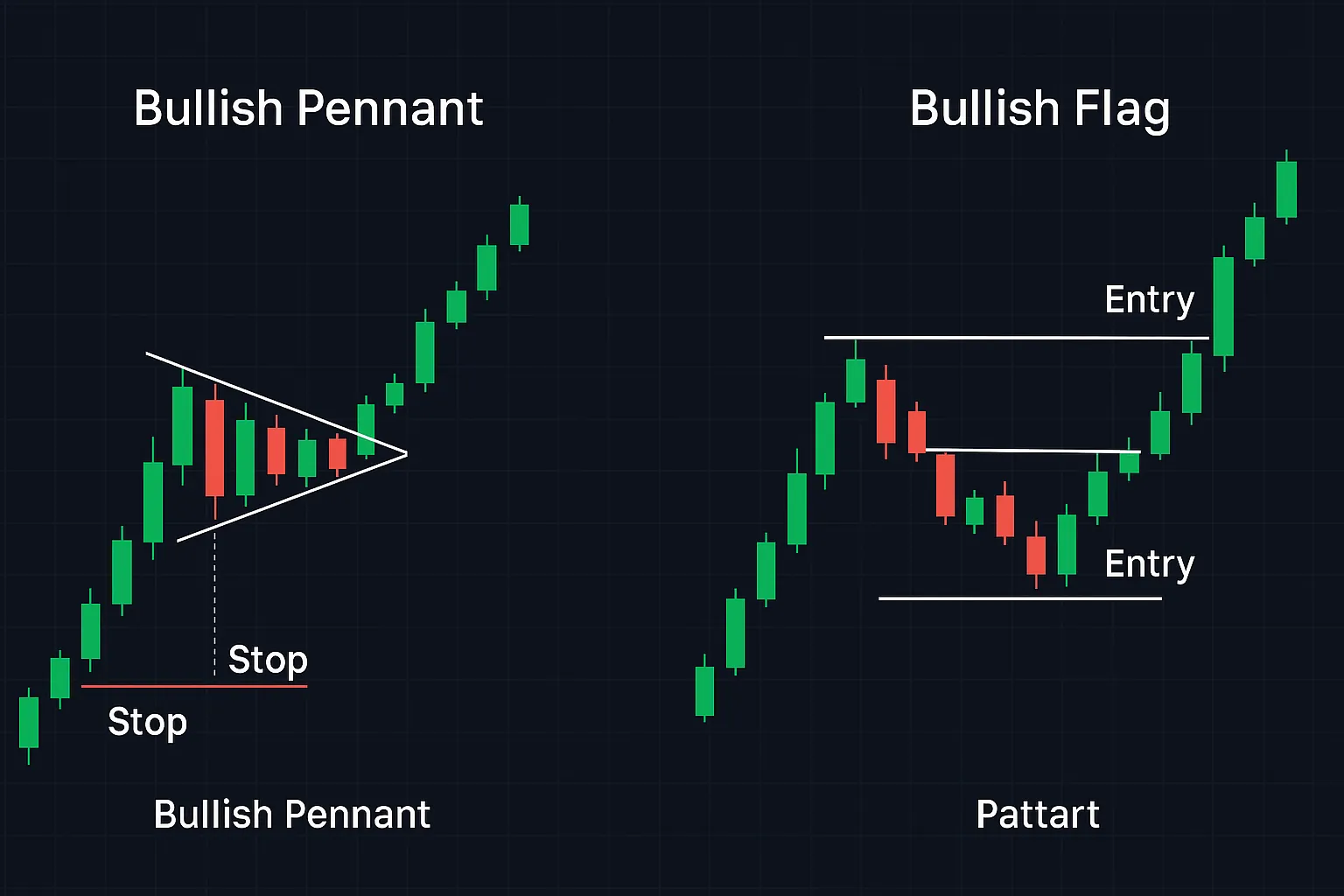 Bullish pennant pattern breakout example