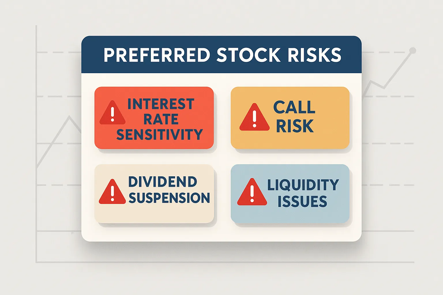 Preferred stock risk map: interest-rate sensitivity, call schedules, dividend deferral, liquidity pockets.