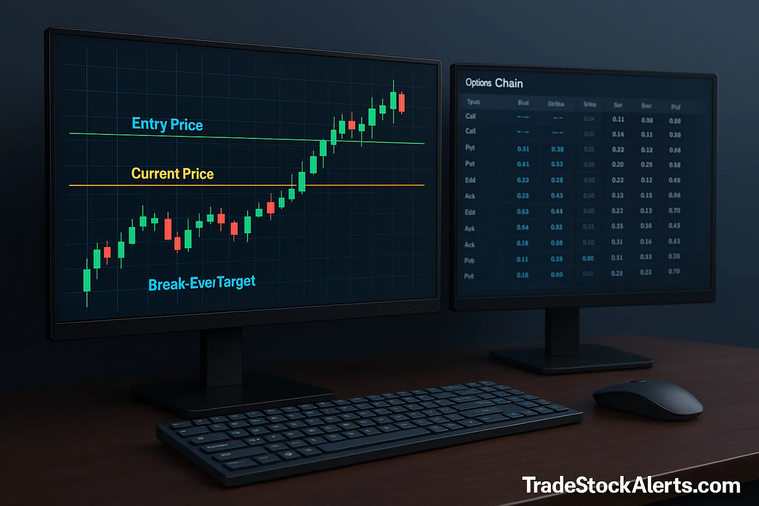 Stock Repair Strategy Trading Setup with break-even target lines