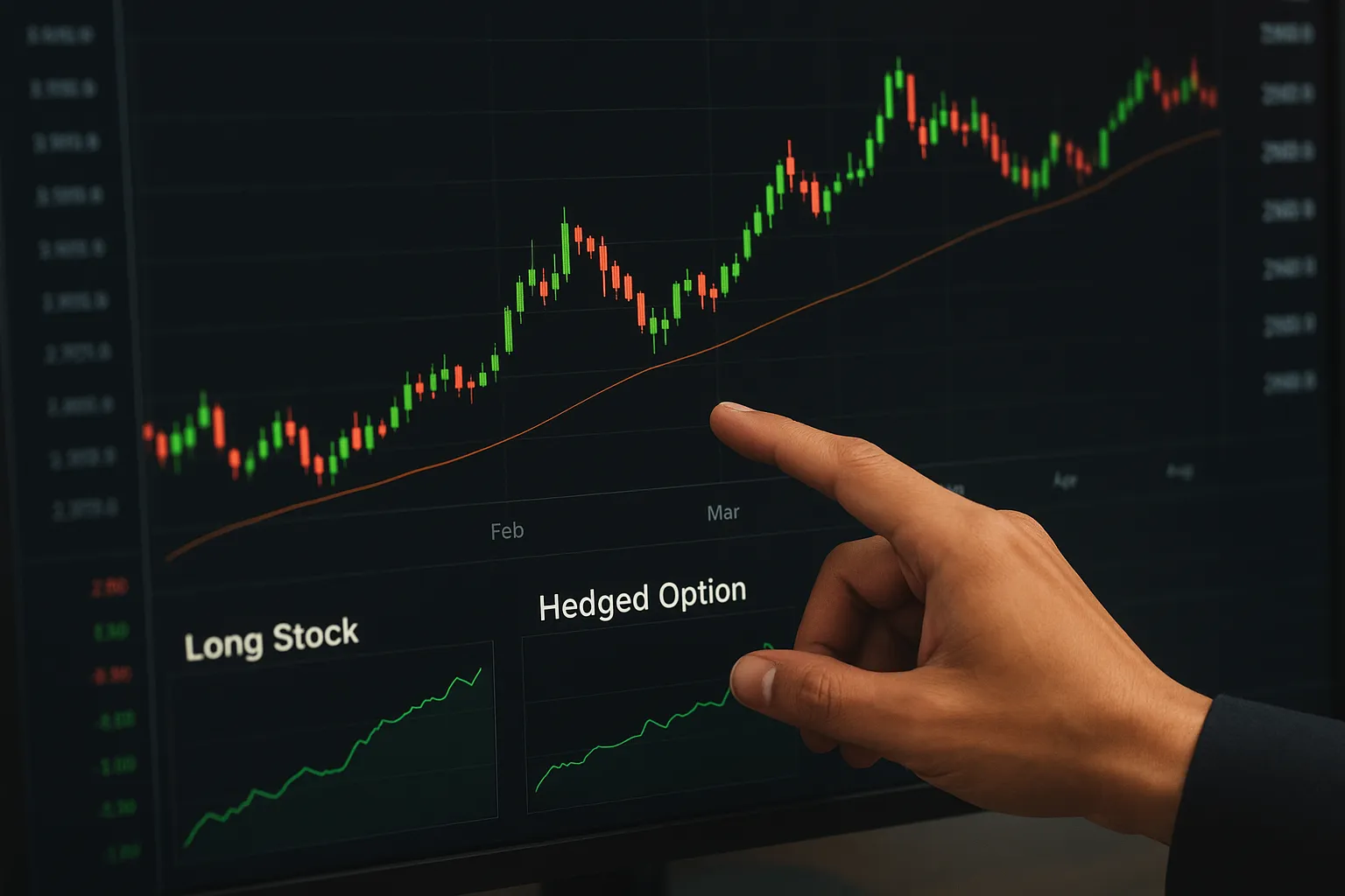 Trader adjusting hedging positions on a trading platform