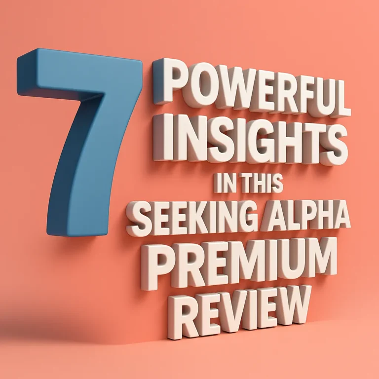 3D title graphic “7 Shocking Truths in This Seeking Alpha Premium Review” with bold blue number 7 and modern white 3D text on coral background.