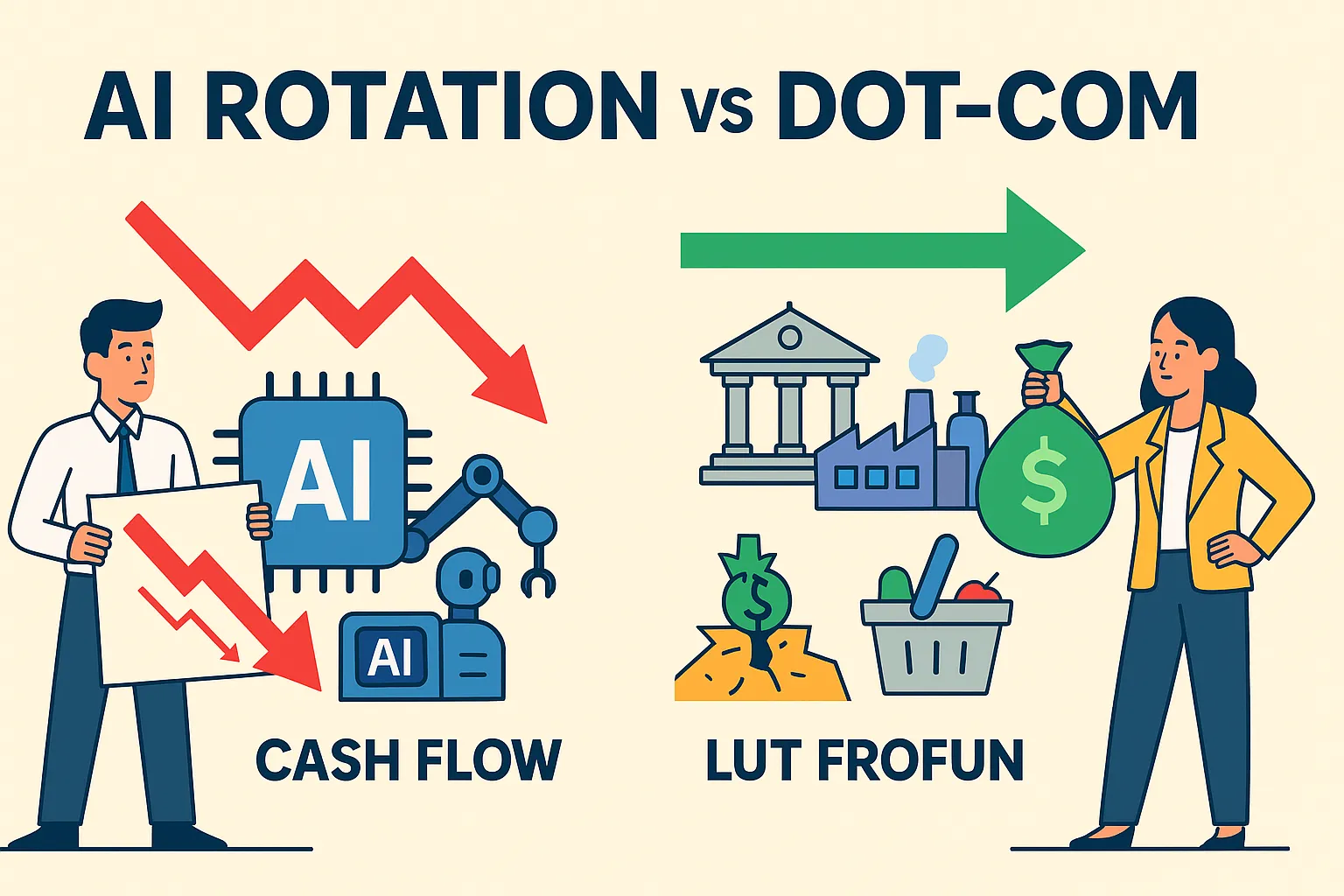 AI stocks vs dot com bubble cash flow comparison