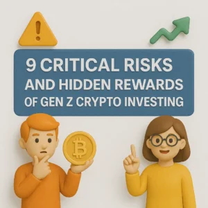 3D illustration of Gen Z traders analyzing crypto risks and rewards