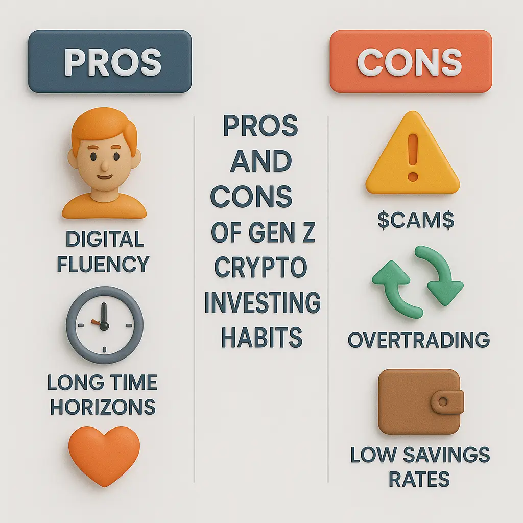 Pros and cons of Gen Z crypto investing habits compared to older generations