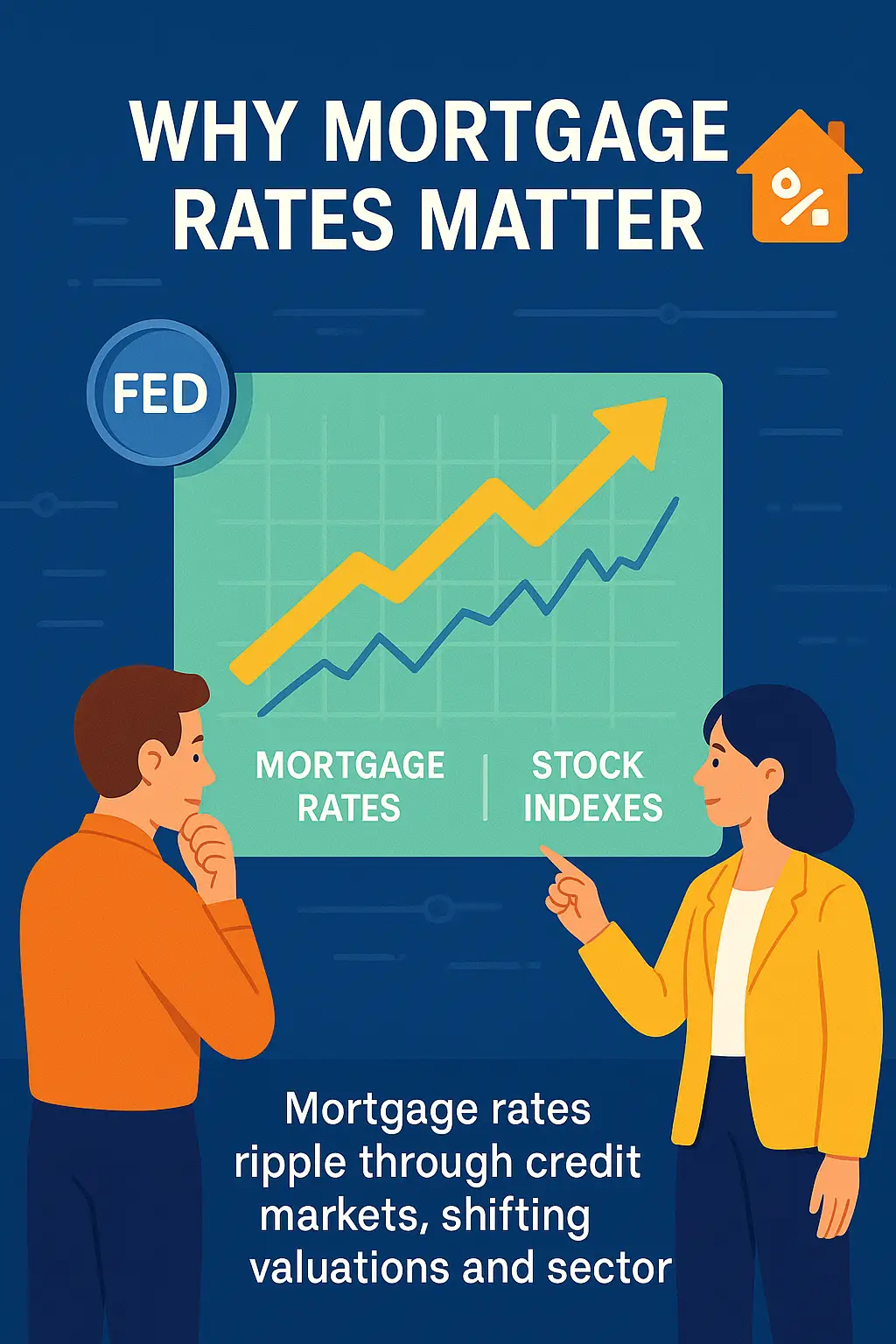 Mortgage rates impact on stocks chart showing Fed rate moves