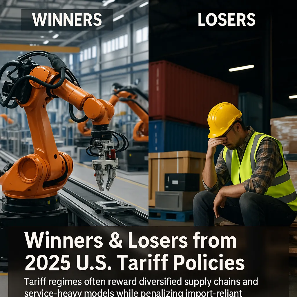 Portfolio rotation showing winners and losers from 2025 US tariff policies across robotics and medical devices