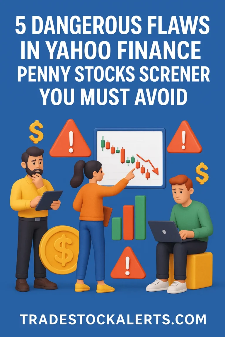 Yahoo Finance penny stocks screener review flaws illustration with traders and charts