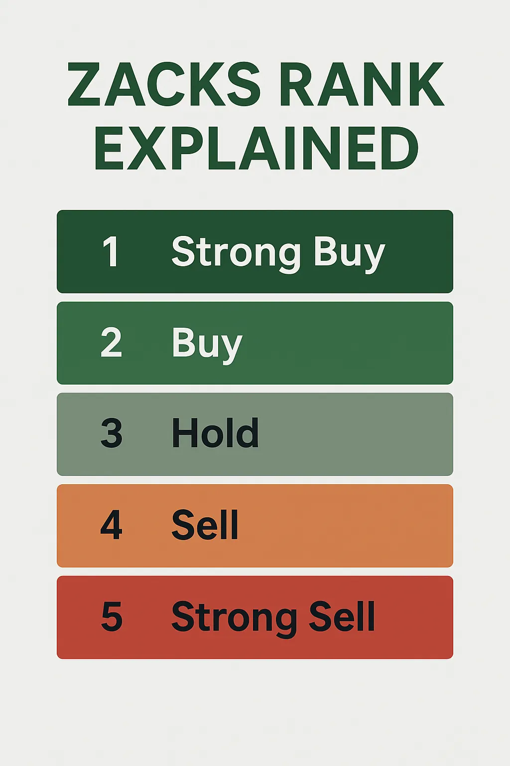 Zacks Rank explained with chart of 1 to 5 stock ratings