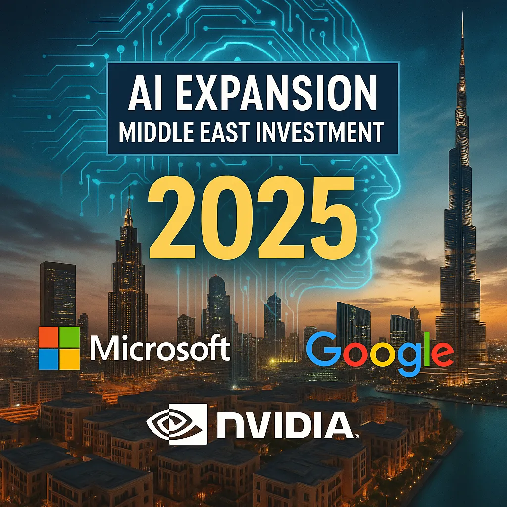 AI data center infrastructure in Middle East with futuristic cloud servers 2025