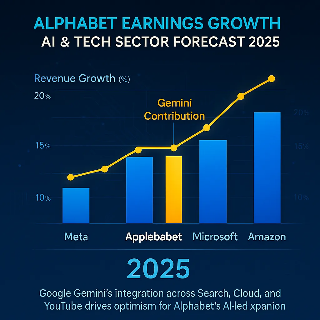 Alphabet earnings growth AI and tech sector forecast 2025 visualized in bar and line charts