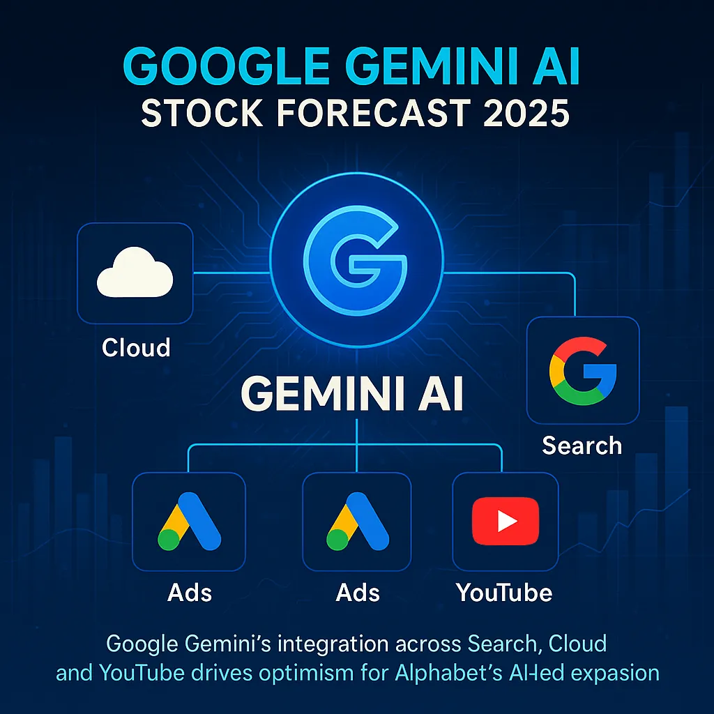 Google Gemini AI stock forecast 2025 showing AI product integration across Alphabet divisions
