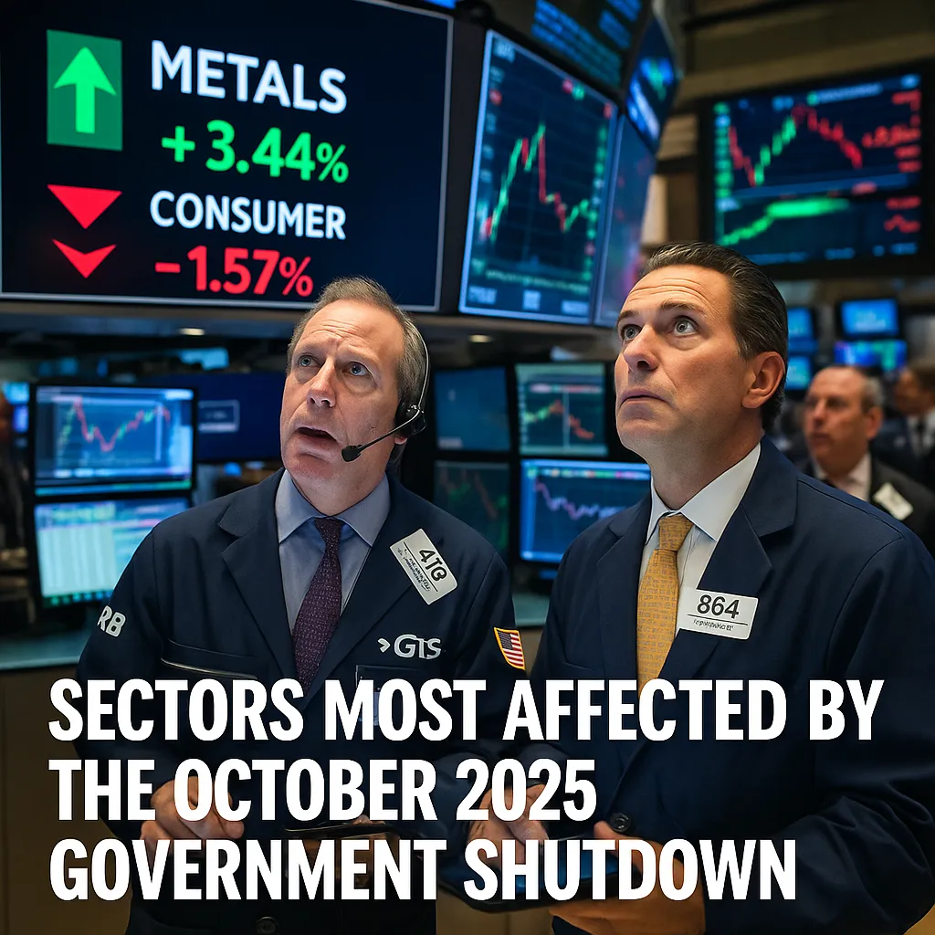 Wall Street traders reacting to sector swings during U.S. government shutdown October 2025