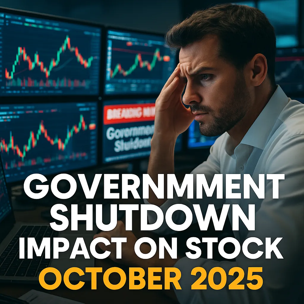 Stock trader monitoring market volatility during government shutdown October 2025