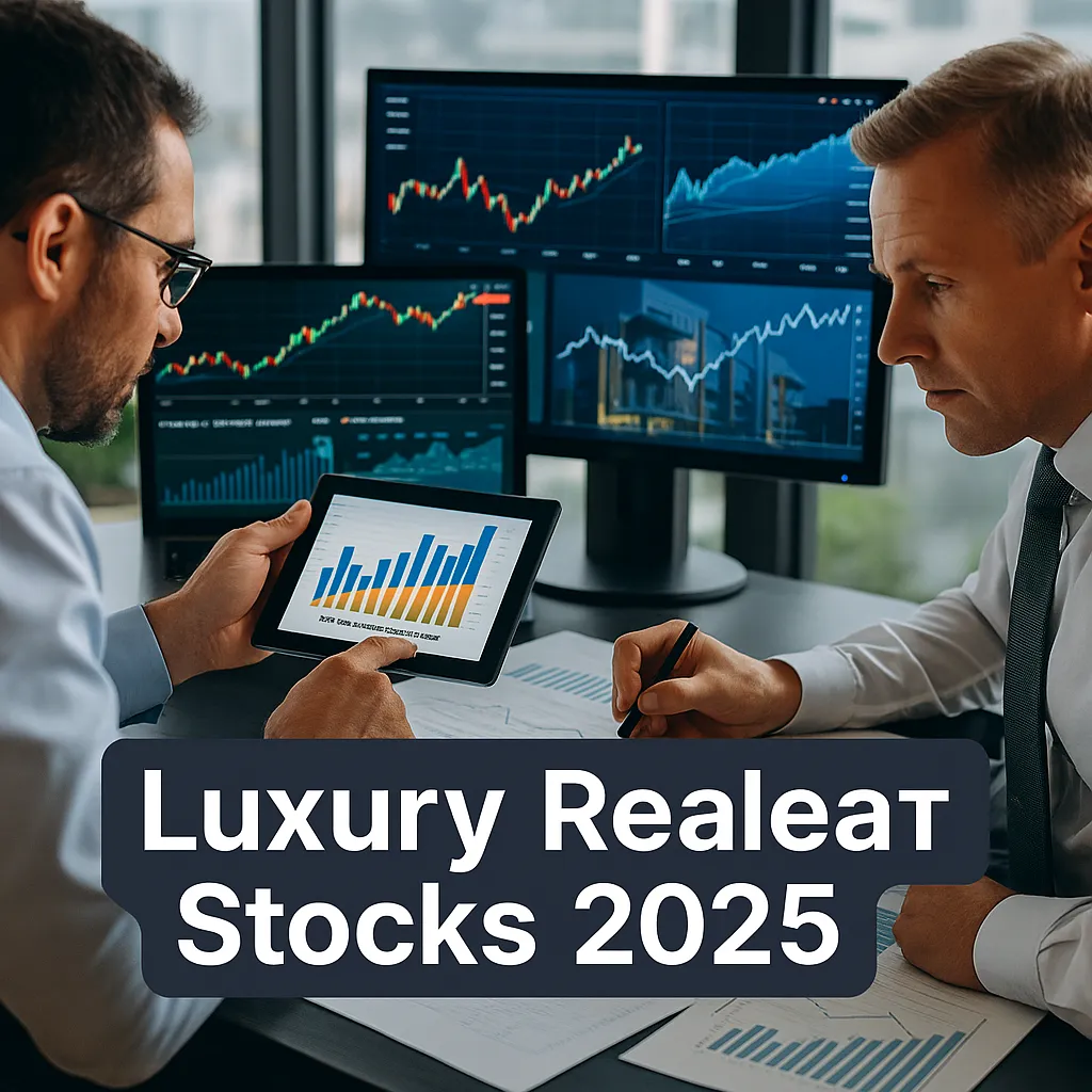 Investors analyzing property market growth stocks tied to luxury housing 2025