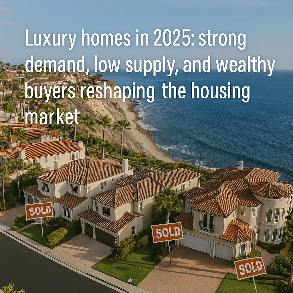 Luxury coastal homes with sold signs in 2025 reflecting strong demand trends