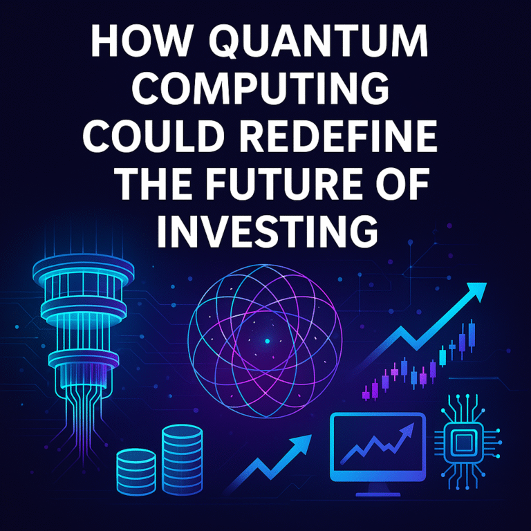 Investor studying quantum computing investing 2025 charts and AI data visualization for emerging tech investments and next-generation technology.