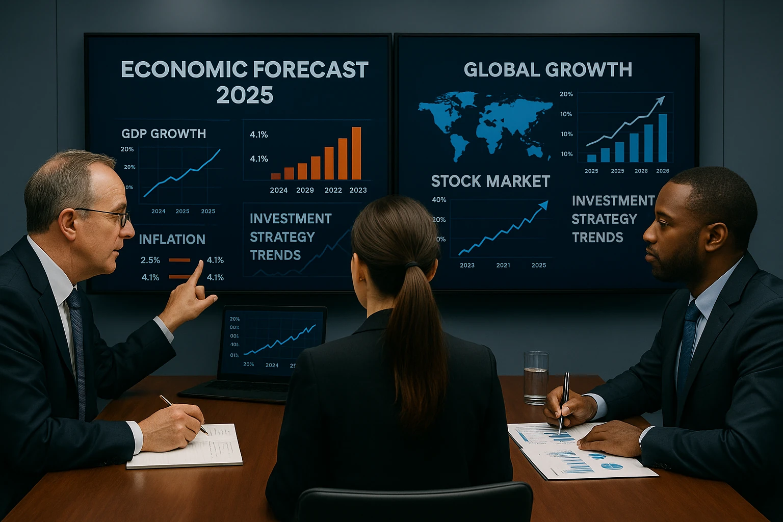 Experts analyze 2025 economic forecast charts showing key trends every investor should understand and stock market predictions 2025