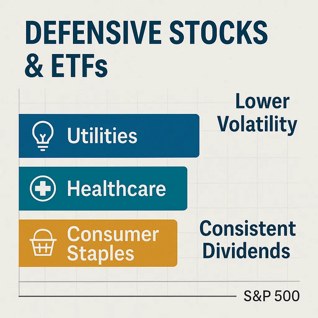 defensive stocks and ETFs explained with stable sectors chart