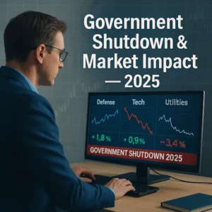 government shutdown stock market impact sectors 2025 — investor analyzing political and economic charts