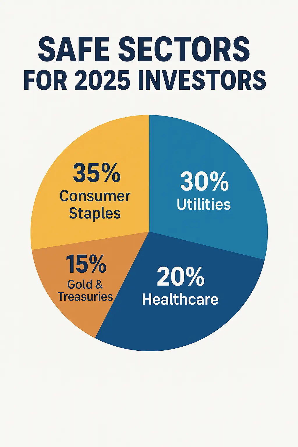 safe sectors for investors 2025 — defensive ETFs and portfolio allocation pie chart